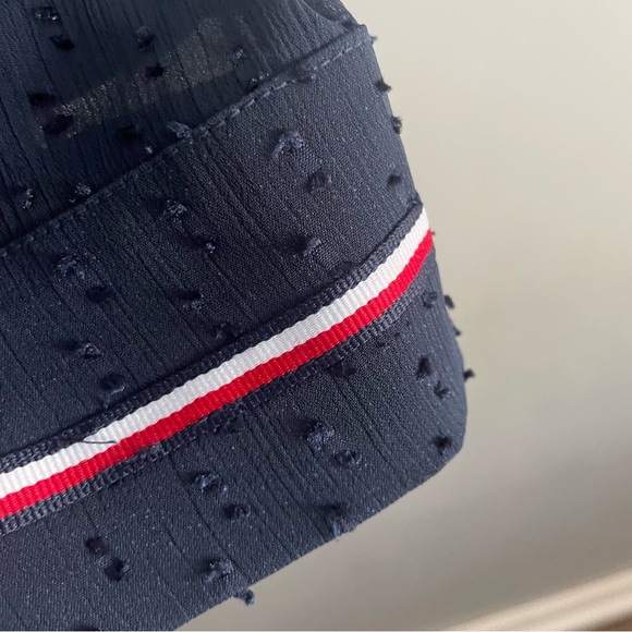 Tommy Hilfiger Navy Blue Long-Sleeve Swiss Dot Dress - Size Large, Flowy - Picture 4 of 11